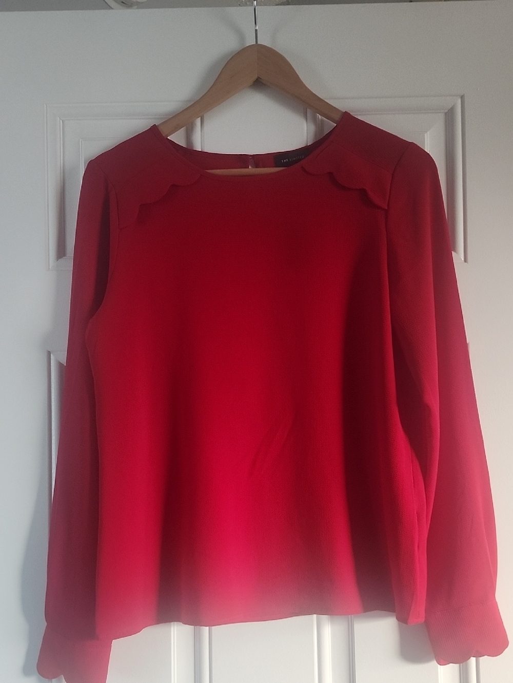 The Limited Blouse with Long Sleeves.  Decorations on shoulders.  Red-Small